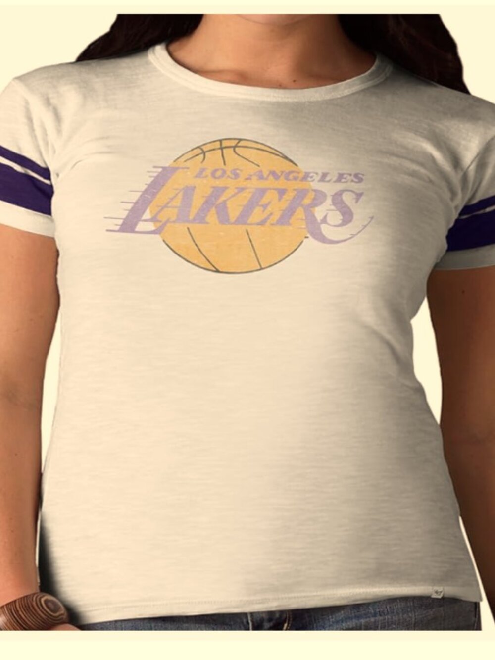 NEW 47" Brand Women's NBA Los Angeles Lakers Game Time White Wash Top, M